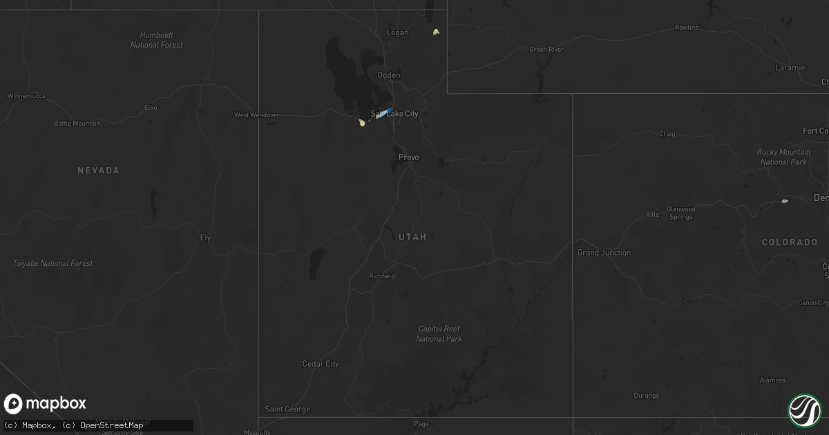 Hail map in Utah on August 17, 2023