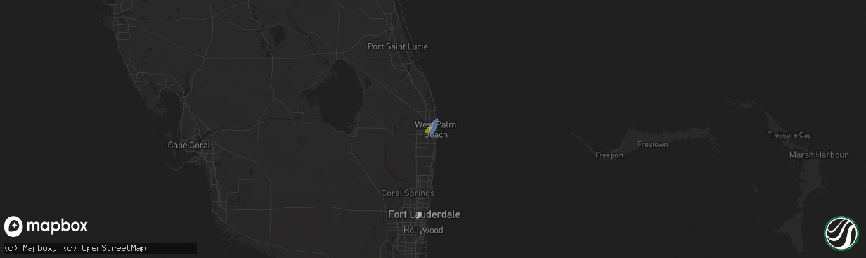 Hail map in West Palm Beach, FL on August 17, 2023