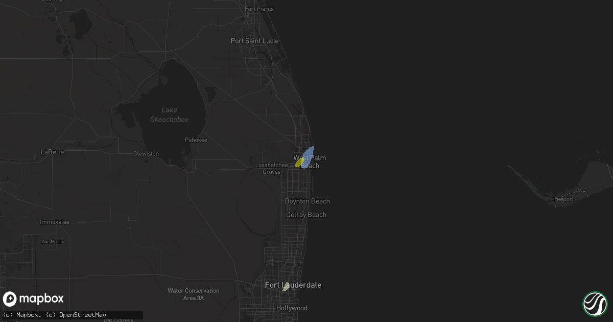 Hail map in West Palm Beach, FL on August 17, 2023