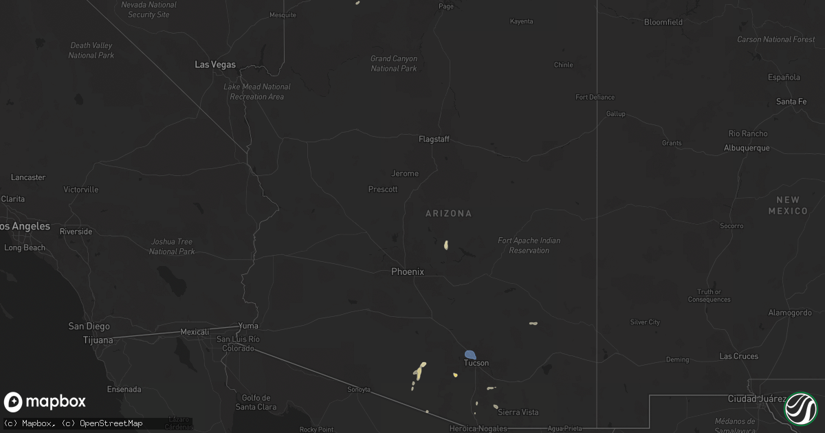 Hail map in Arizona on August 17, 2024
