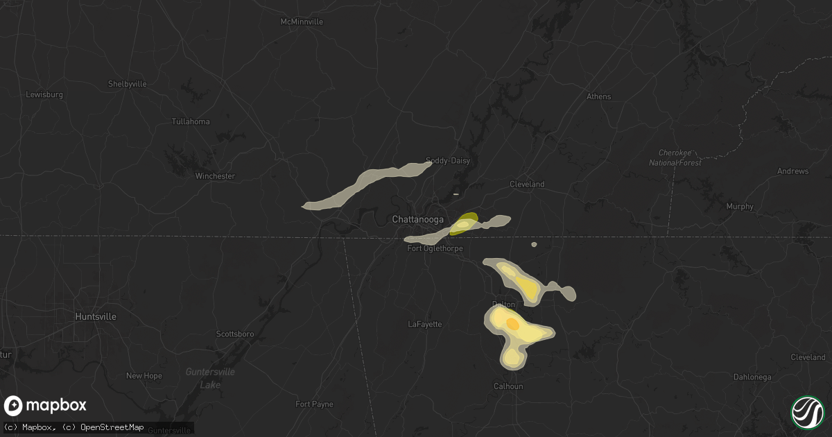 Hail map in Chattanooga, TN on August 17, 2024
