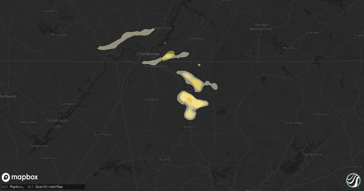 Hail map in Dalton, GA on August 17, 2024