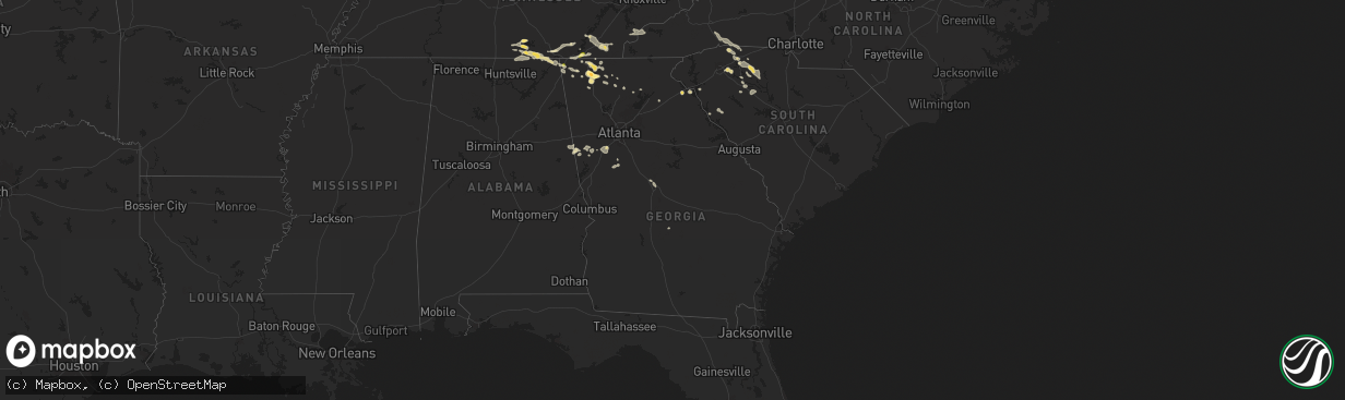 Hail map in Georgia on August 17, 2024