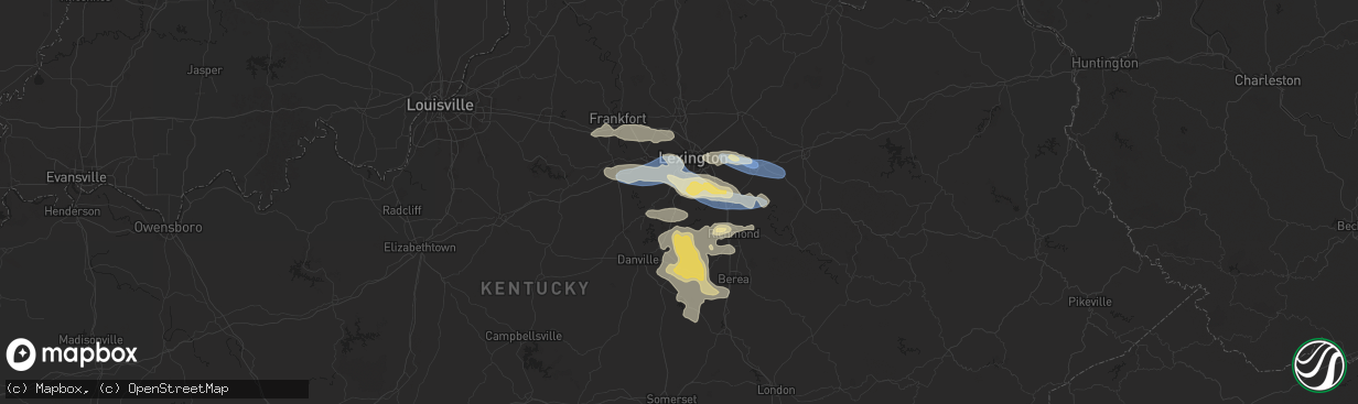 Hail map in Nicholasville, KY on August 17, 2024