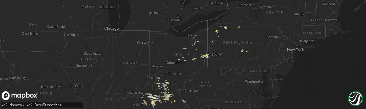 Hail map in Ohio on August 17, 2024