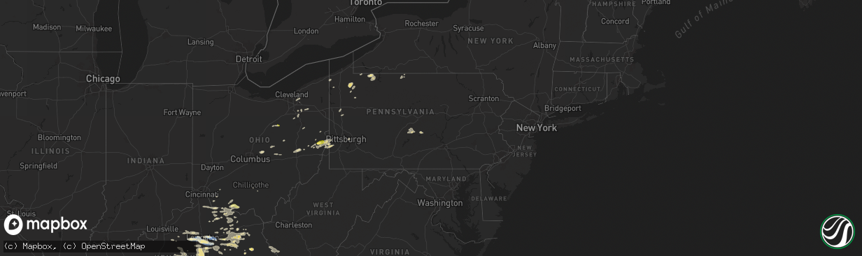 Hail map in Pennsylvania on August 17, 2024