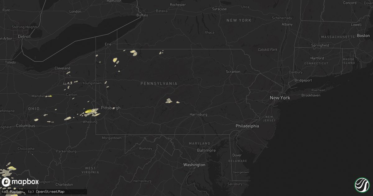 Hail map in Pennsylvania on August 17, 2024