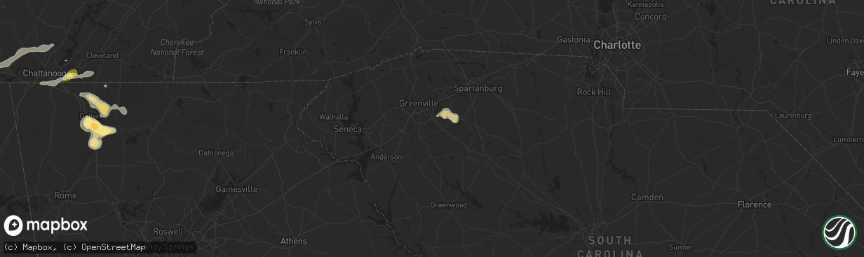 Hail map in Simpsonville, SC on August 17, 2024