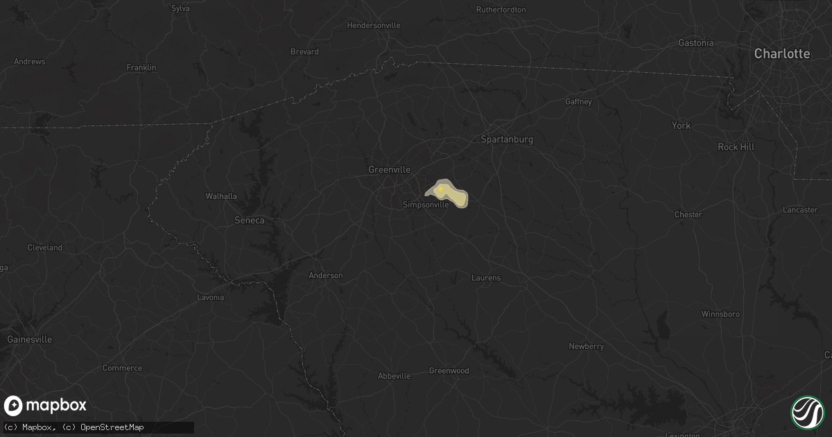 Hail map in Simpsonville, SC on August 17, 2024