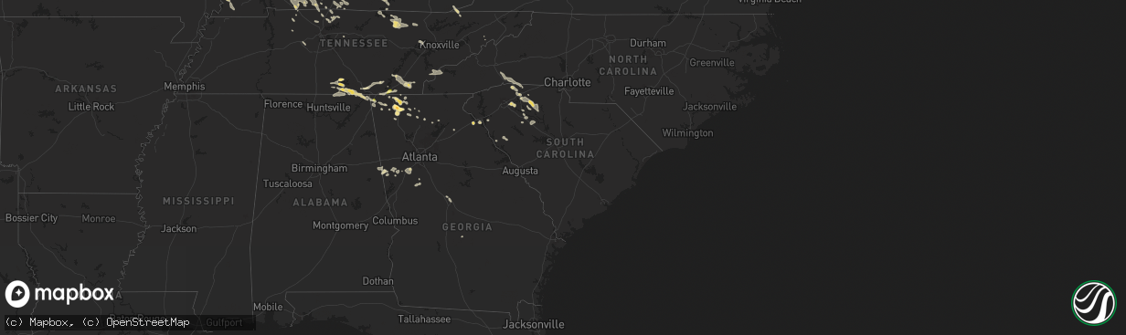 Hail map in South Carolina on August 17, 2024