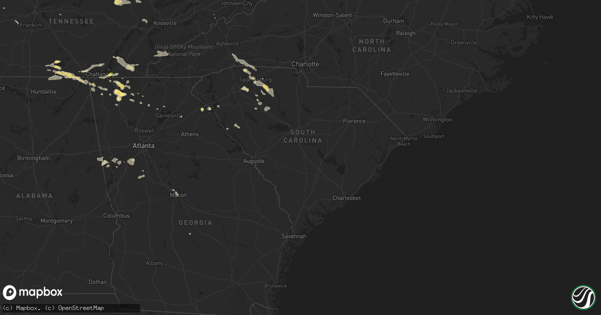 Hail map in South Carolina on August 17, 2024