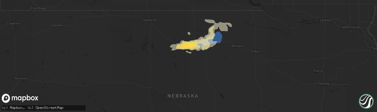 Hail map in Ainsworth, NE on August 17, 2025