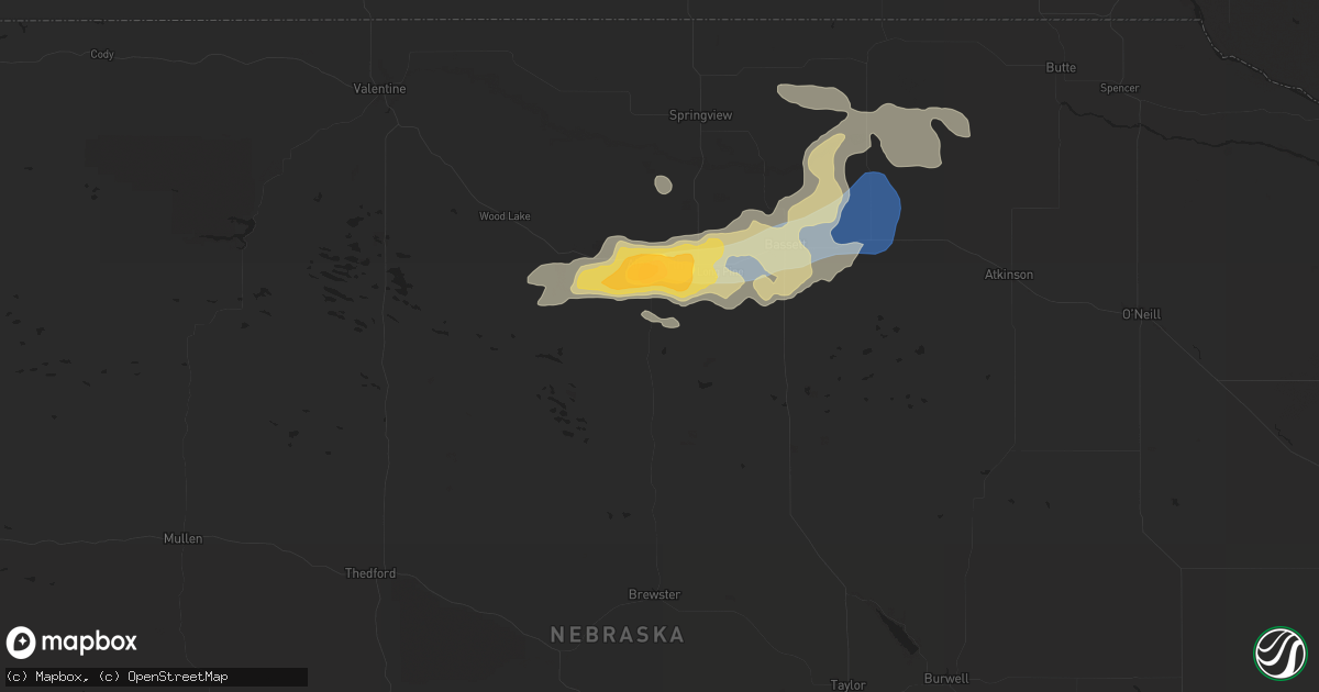 Hail map in Ainsworth, NE on August 17, 2025