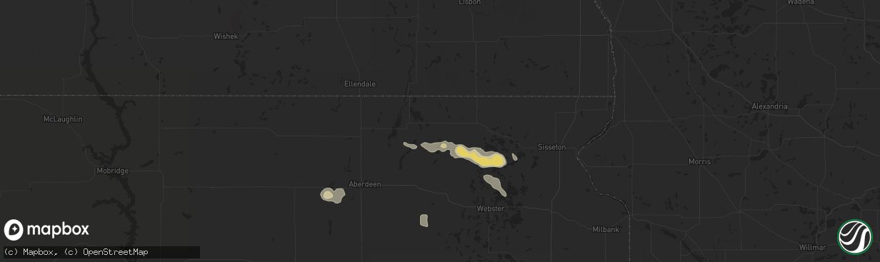 Hail map in Amherst, SD on August 17, 2025