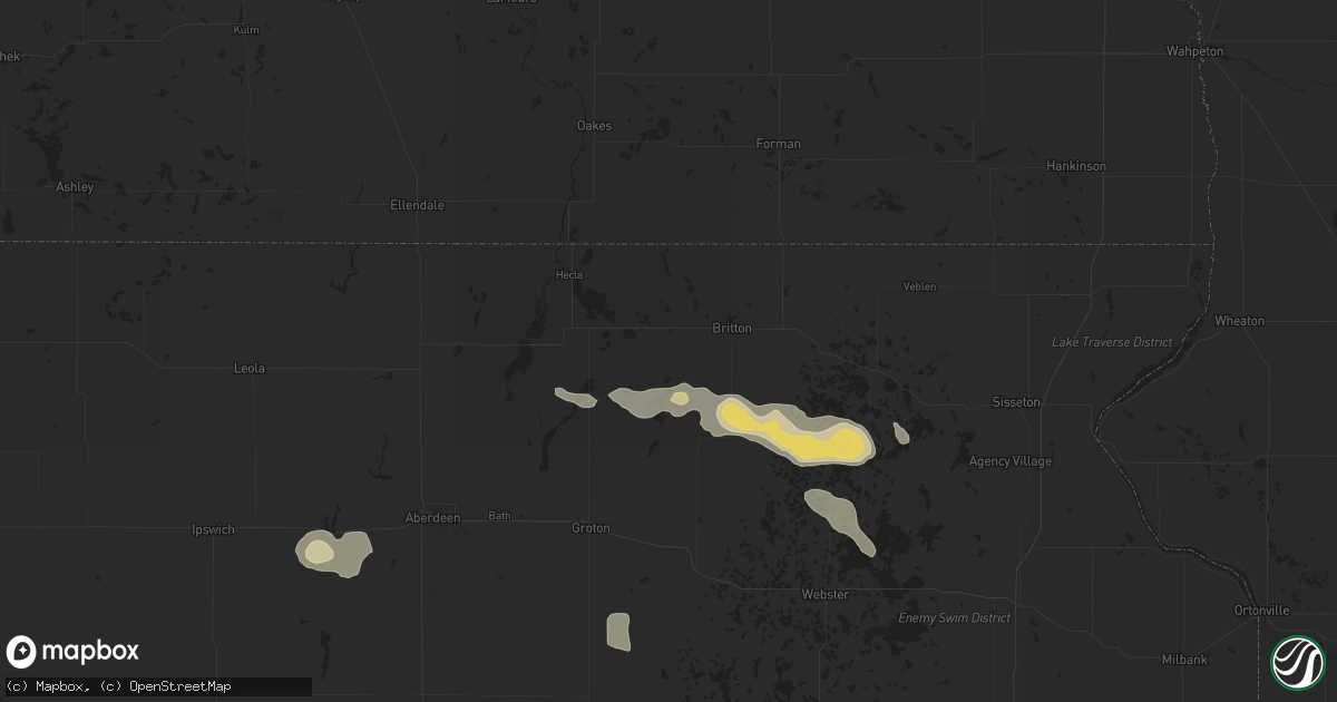 Hail map in Amherst, SD on August 17, 2025