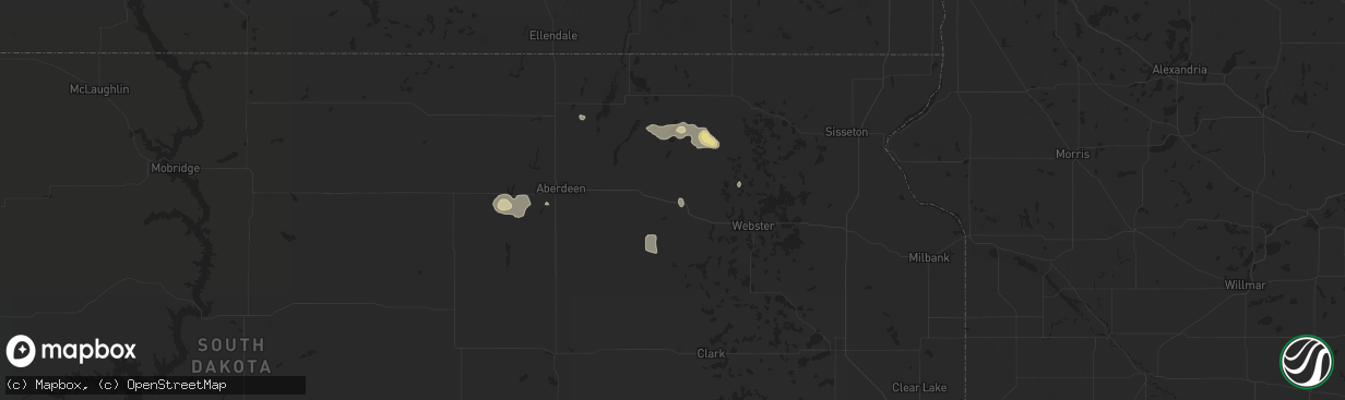 Hail map in Andover, SD on August 17, 2025