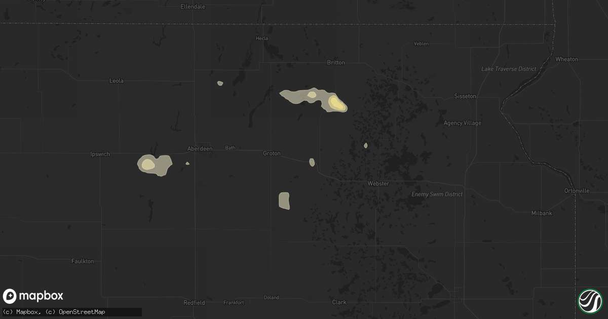Hail map in Andover, SD on August 17, 2025