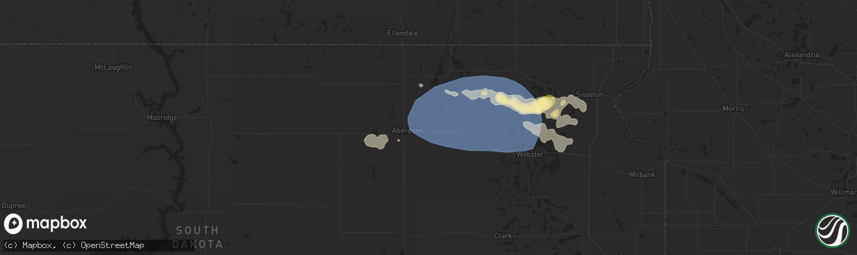 Hail map in Bath, SD on August 17, 2025