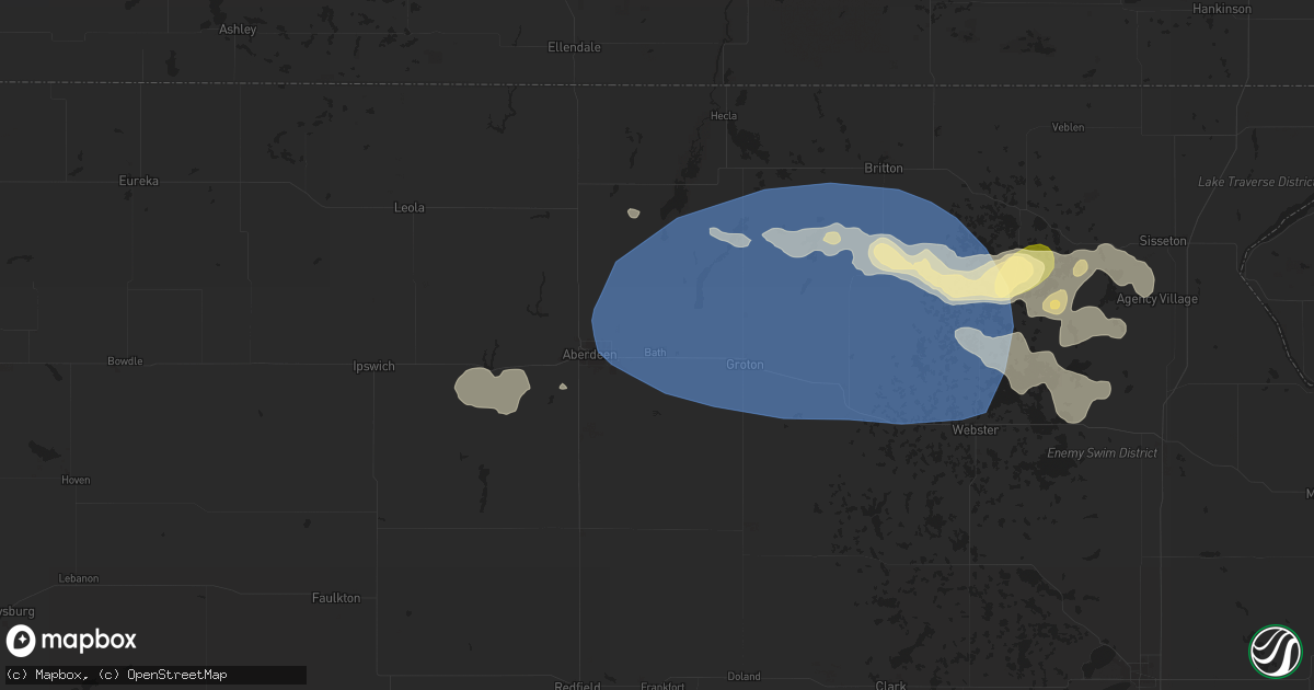 Hail map in Bath, SD on August 17, 2025