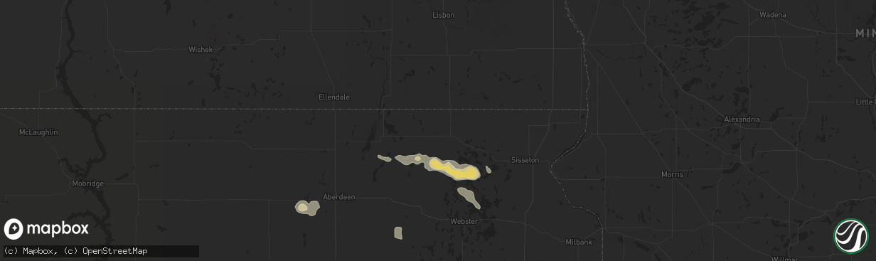 Hail map in Britton, SD on August 17, 2025