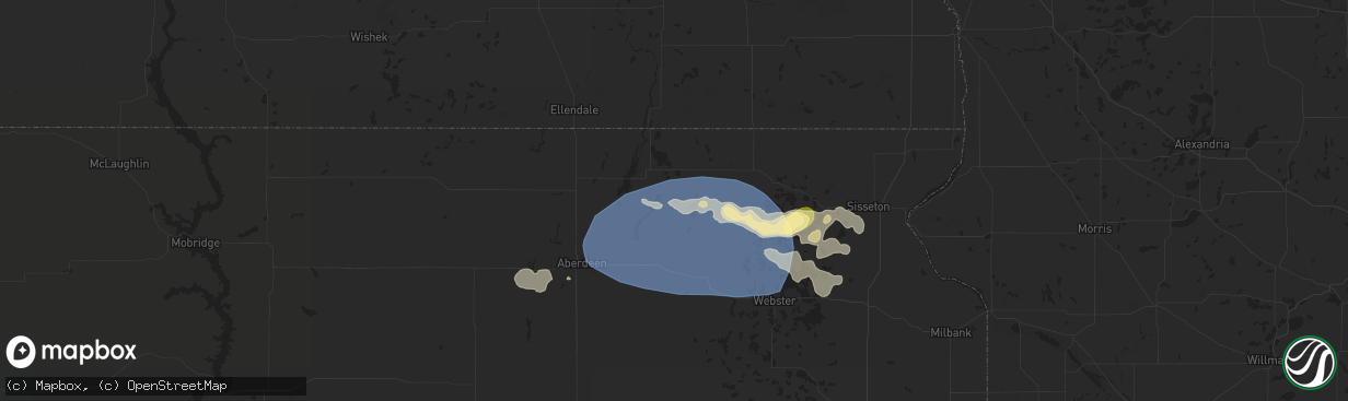 Hail map in Claremont, SD on August 17, 2025