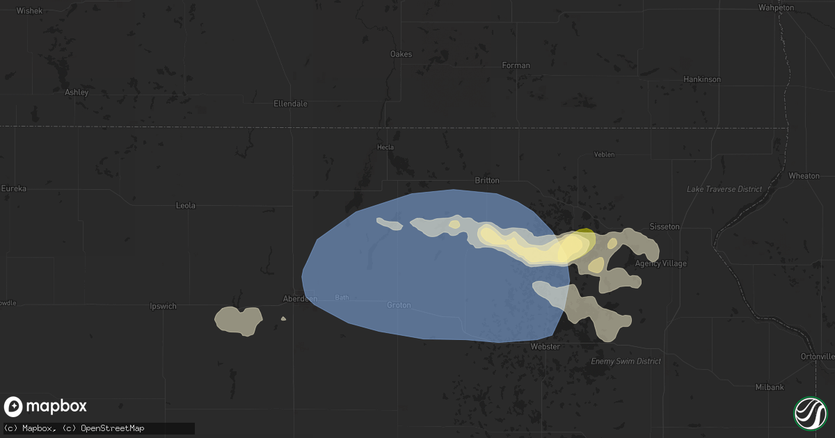 Hail map in Claremont, SD on August 17, 2025