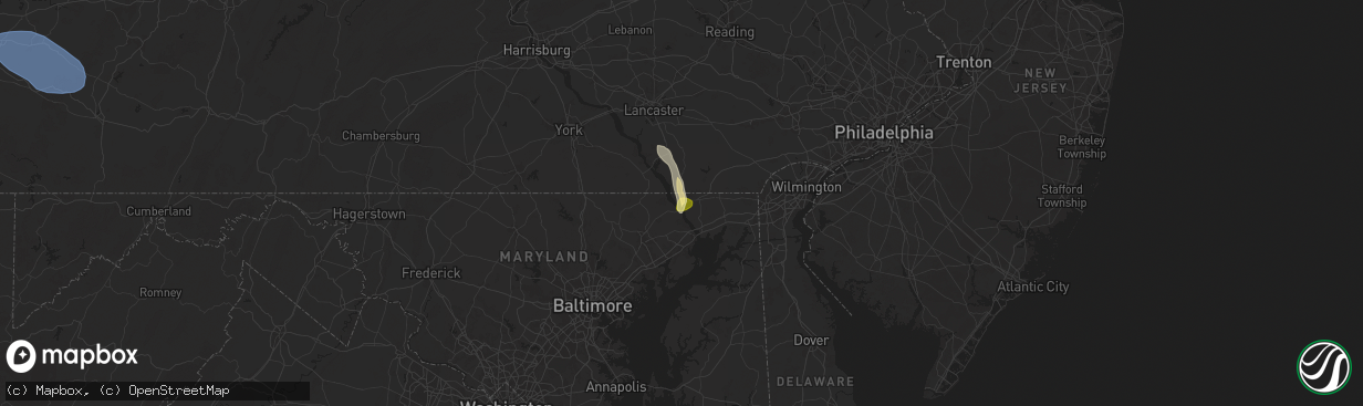 Hail map in Conowingo, MD on August 17, 2025