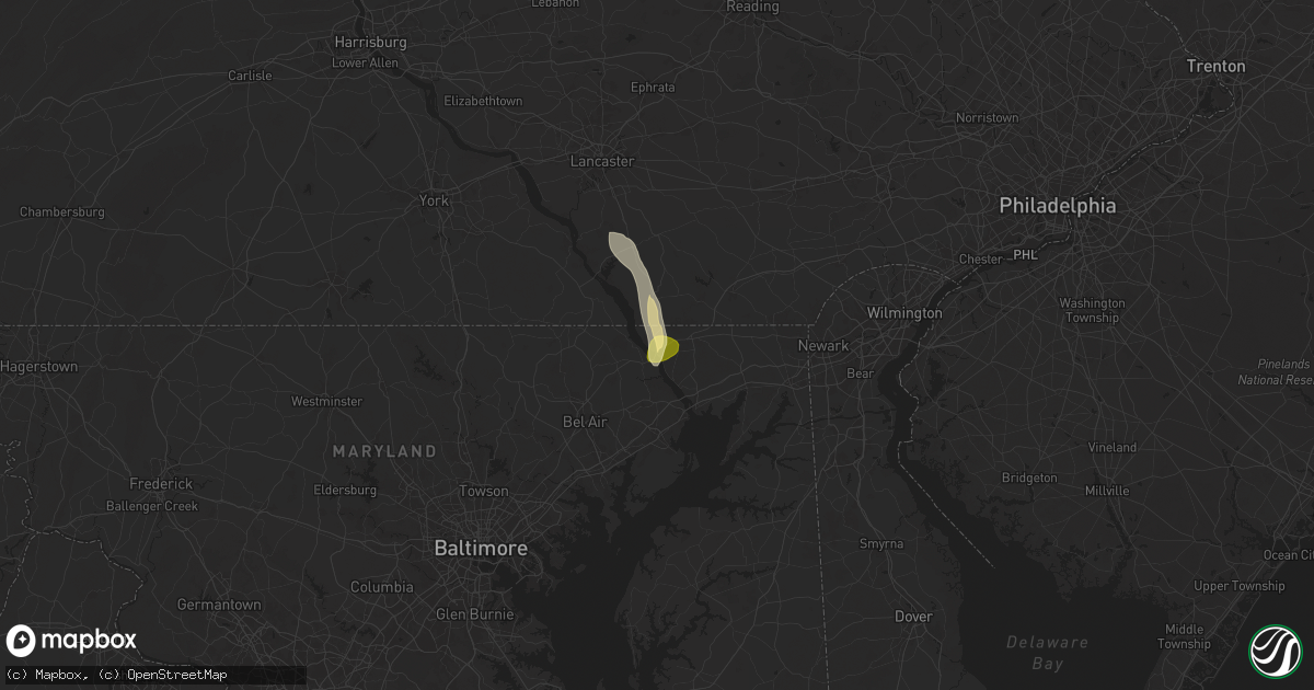 Hail map in Conowingo, MD on August 17, 2025