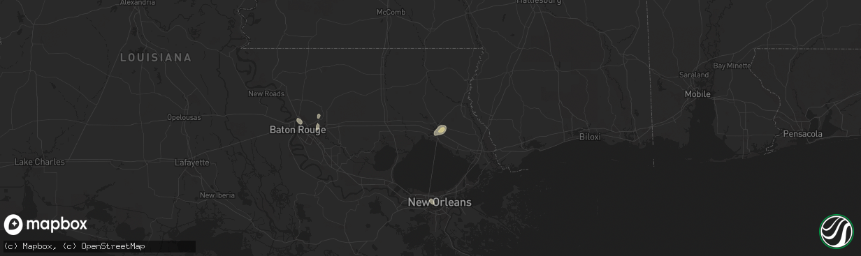 Hail map in Covington, LA on August 17, 2025