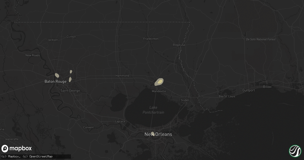 Hail map in Covington, LA on August 17, 2025