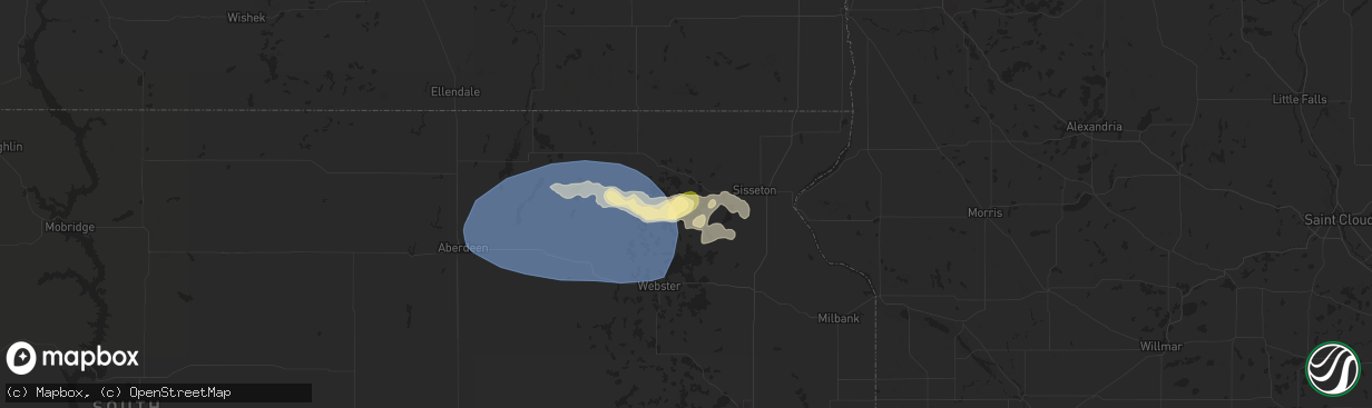 Hail map in Eden, SD on August 17, 2025