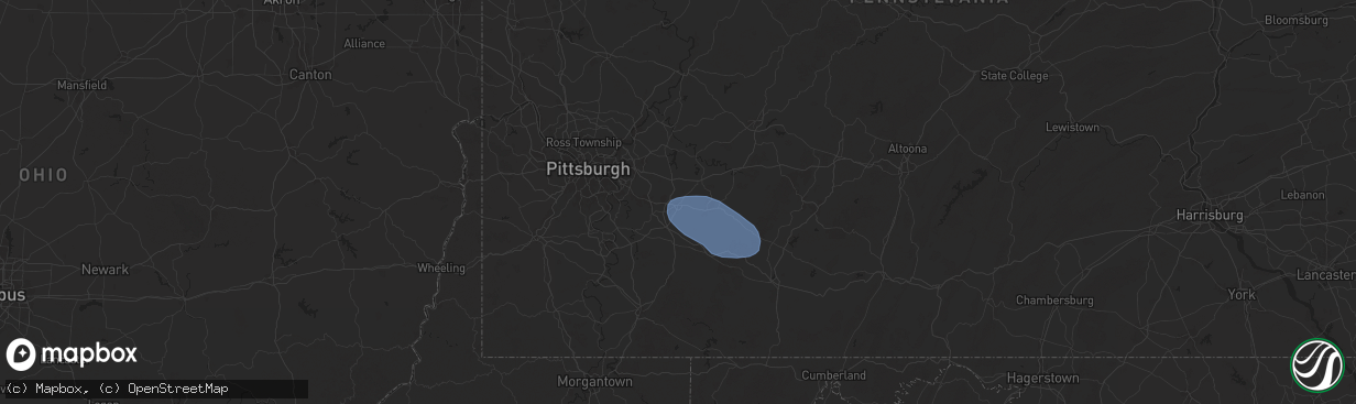 Hail map in Greensburg, PA on August 17, 2025