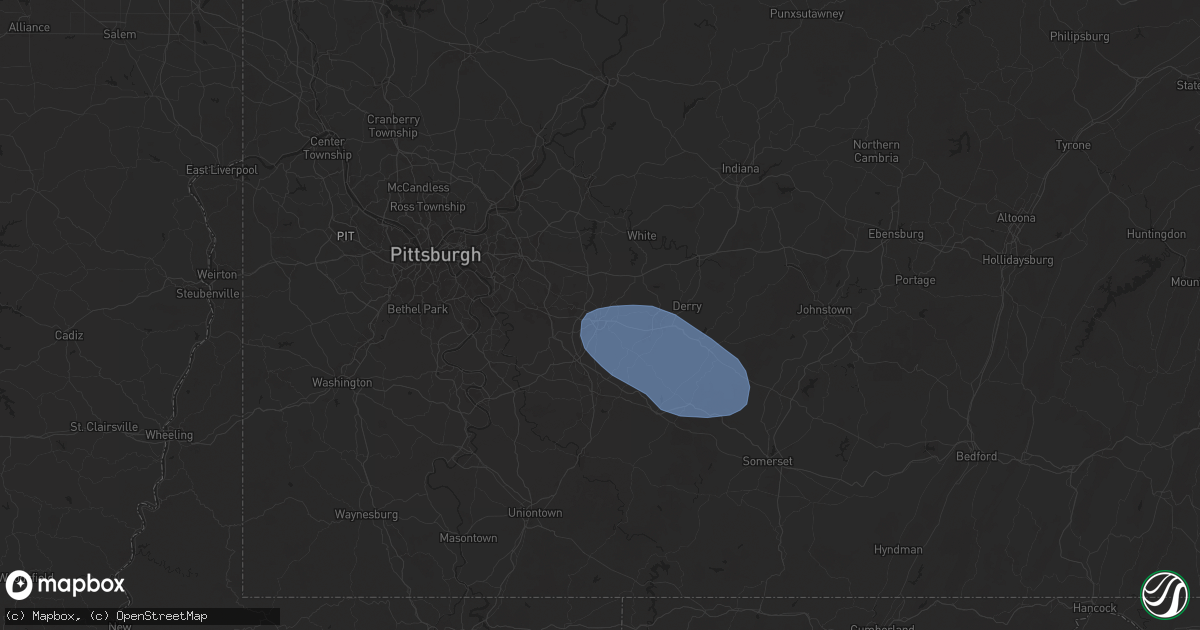 Hail map in Greensburg, PA on August 17, 2025