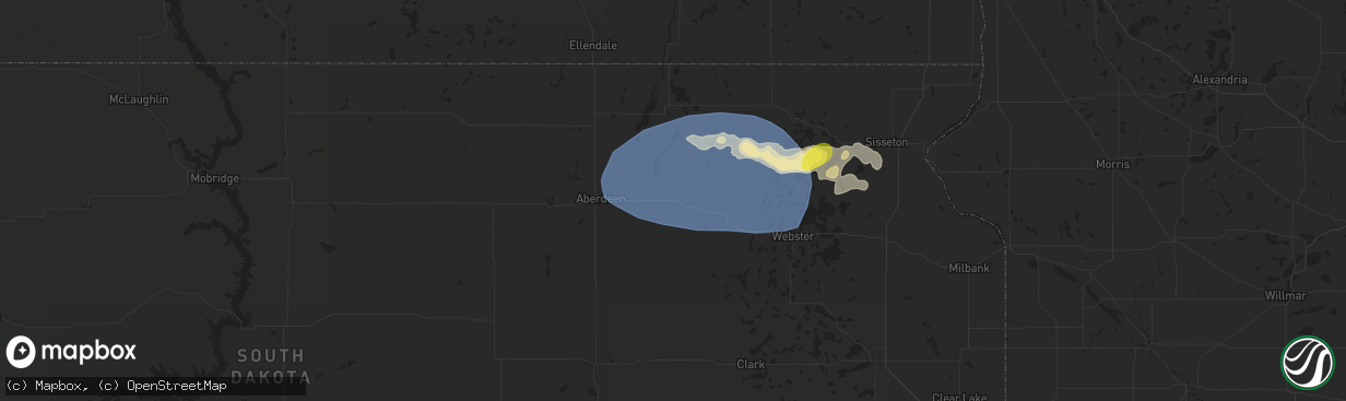Hail map in Groton, SD on August 17, 2025