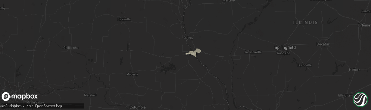Hail map in Hannibal, MO on August 17, 2025