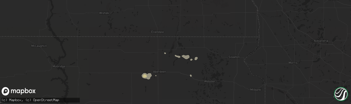 Hail map in Houghton, SD on August 17, 2025