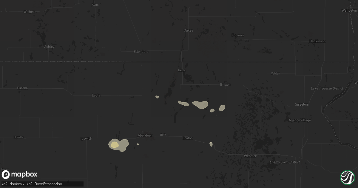 Hail map in Houghton, SD on August 17, 2025