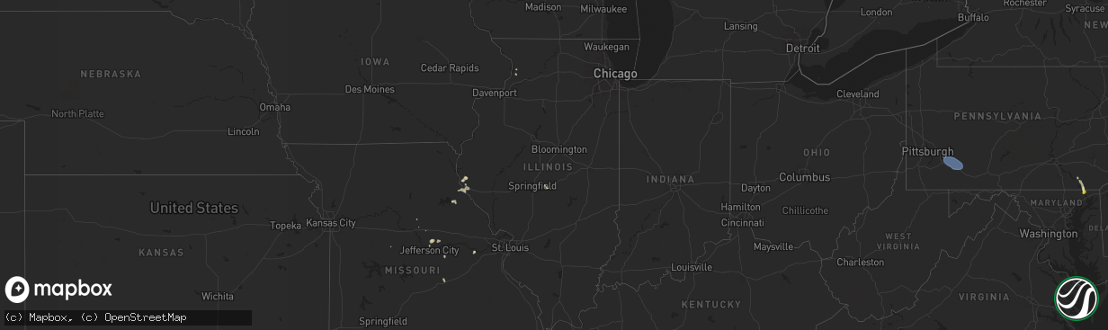 Hail map in Illinois on August 17, 2025