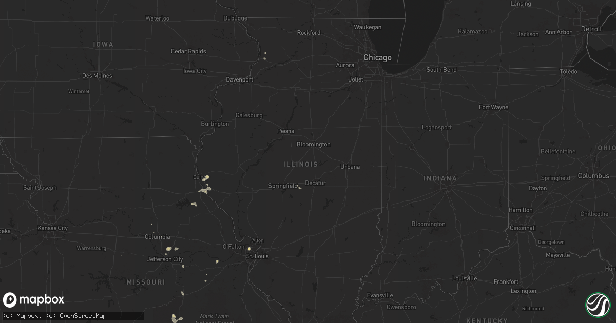 Hail map in Illinois on August 17, 2025