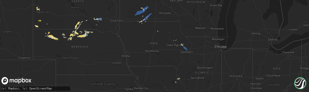 Hail map in Iowa on August 17, 2025