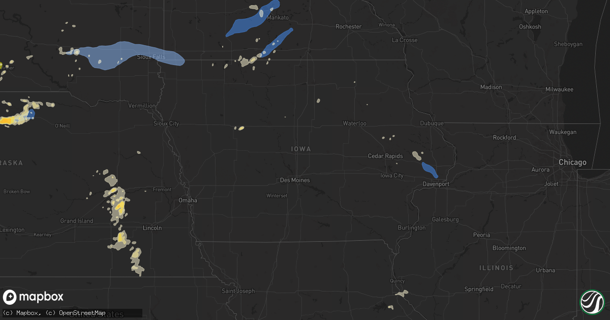 Hail map in Iowa on August 17, 2025