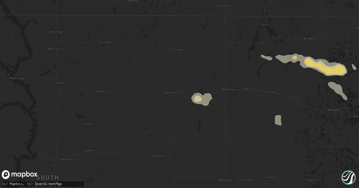 Hail map in Ipswich, SD on August 17, 2025