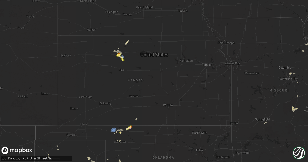 Hail map in Kansas on August 17, 2025