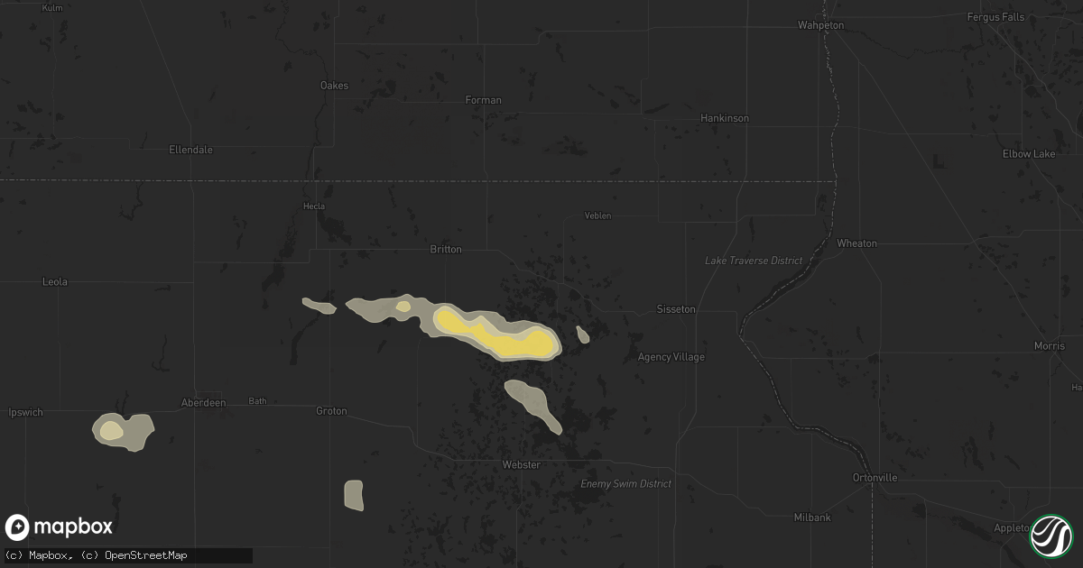 Hail map in Lake City, SD on August 17, 2025