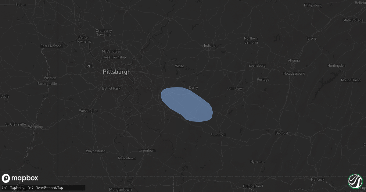 Hail map in Latrobe, PA on August 17, 2025
