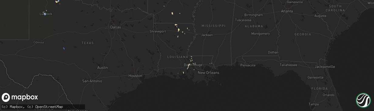 Hail map in Louisiana on August 17, 2025