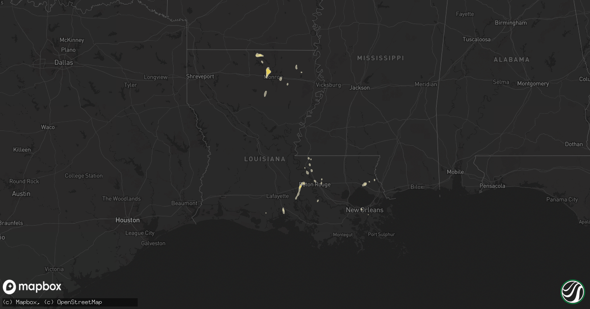 Hail map in Louisiana on August 17, 2025
