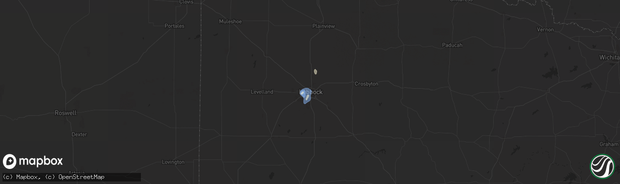 Hail map in Lubbock, TX on August 17, 2025