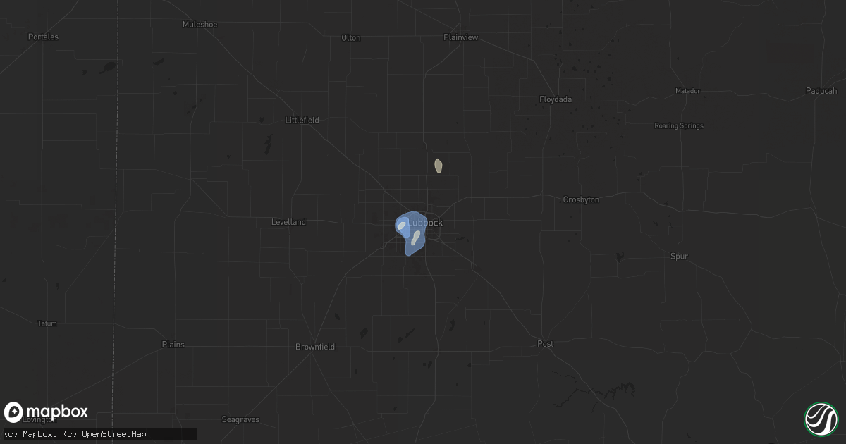 Hail map in Lubbock, TX on August 17, 2025