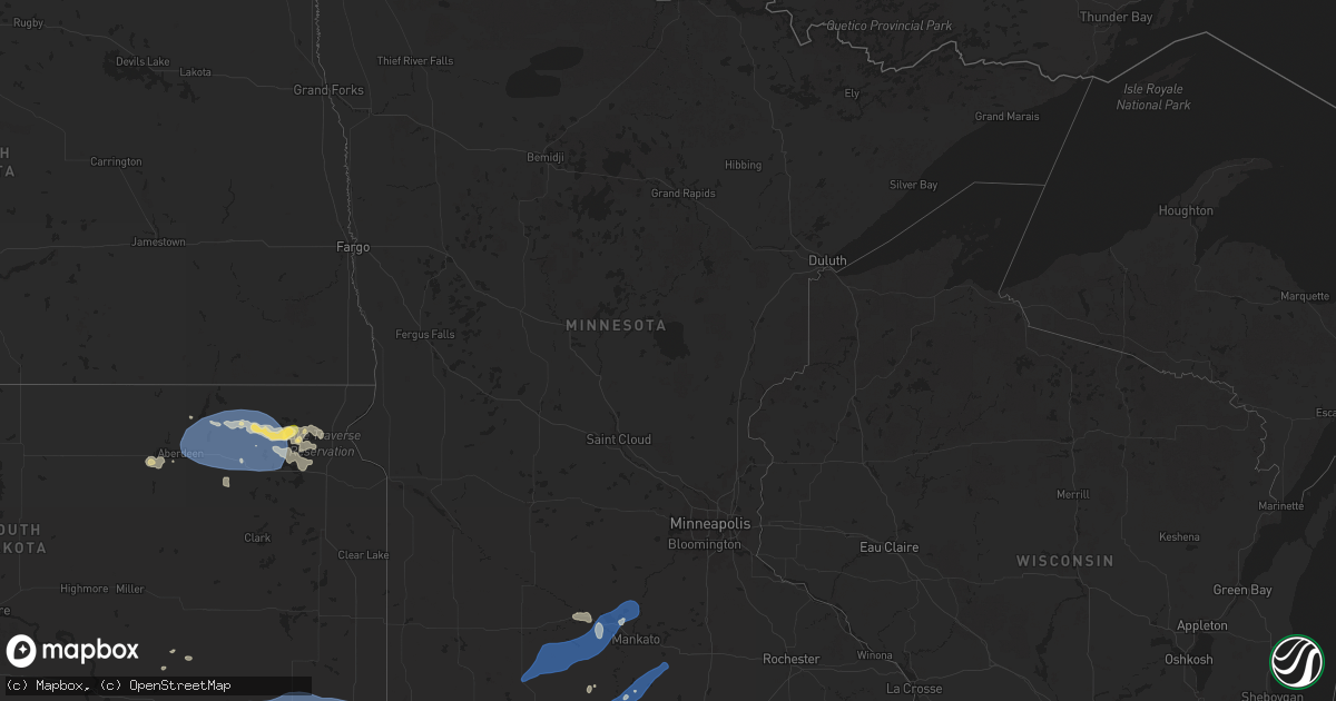 Hail map in Minnesota on August 17, 2025